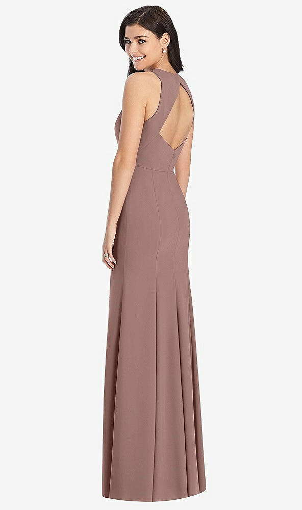 Back View - Sienna Diamond Cutout Back Trumpet Gown with Front Slit