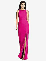 Front View Thumbnail - Think Pink Diamond Cutout Back Trumpet Gown with Front Slit