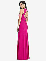 Rear View Thumbnail - Think Pink Diamond Cutout Back Trumpet Gown with Front Slit