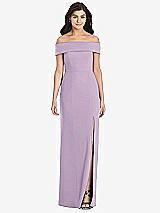 Front View Thumbnail - Pale Purple Cuffed Off-the-Shoulder Trumpet Gown