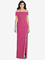 Front View Thumbnail - Tea Rose Cuffed Off-the-Shoulder Trumpet Gown