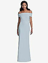 Front View Thumbnail - Mist Natural Waist Off-The-Shoulder Mermaid Dress