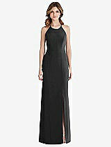 Front View Thumbnail - Black Criss Cross Open-Back Chiffon Trumpet Gown