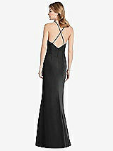 Rear View Thumbnail - Black Criss Cross Open-Back Chiffon Trumpet Gown