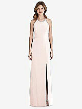 Front View Thumbnail - Blush Criss Cross Open-Back Chiffon Trumpet Gown