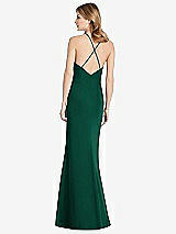 Rear View Thumbnail - Hunter Green Criss Cross Open-Back Chiffon Trumpet Gown