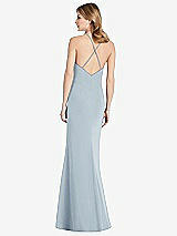 Rear View Thumbnail - Mist Criss Cross Open-Back Chiffon Trumpet Gown