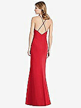 Rear View Thumbnail - Parisian Red Criss Cross Open-Back Chiffon Trumpet Gown