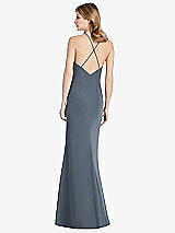 Rear View Thumbnail - Silverstone Criss Cross Open-Back Chiffon Trumpet Gown