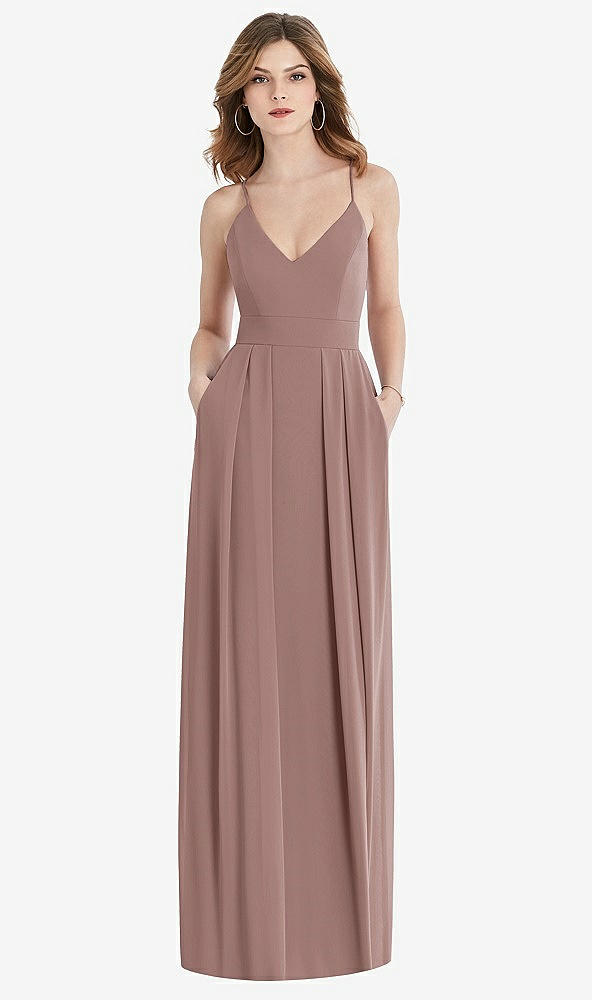 Front View - Sienna Pleated Skirt Crepe Maxi Dress with Pockets