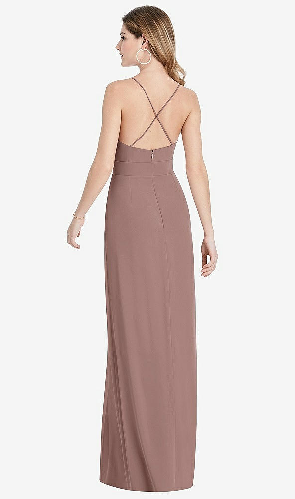 Back View - Sienna Pleated Skirt Crepe Maxi Dress with Pockets