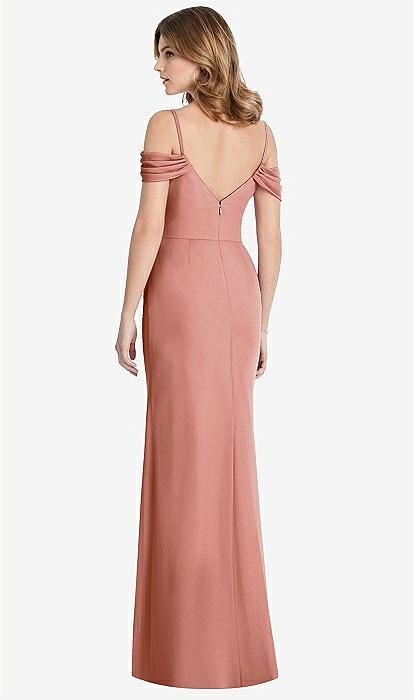 Dessy Collection Off-The-Shoulder Chiffon Gown- store size 2 R