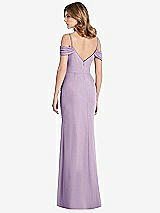 Rear View Thumbnail - Pale Purple Off-the-Shoulder Chiffon Trumpet Gown with Front Slit