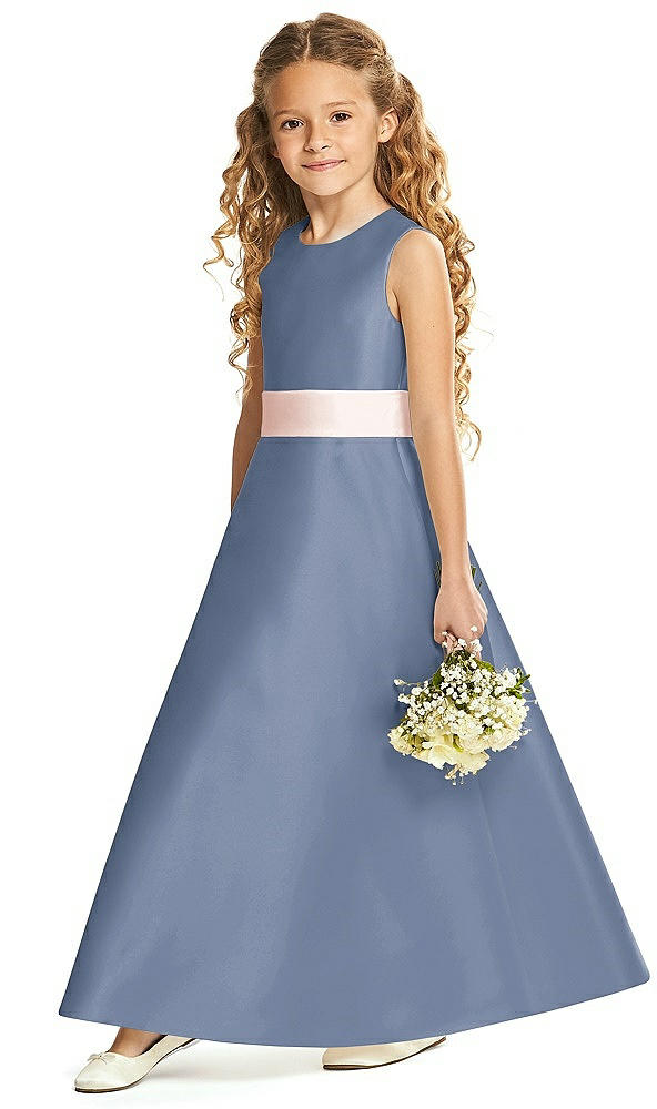 Front View - Larkspur Blue & Blush Flower Girl Dress FL4062