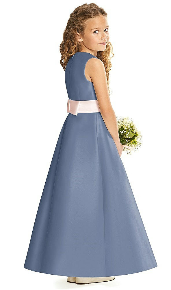 Back View - Larkspur Blue & Blush Flower Girl Dress FL4062