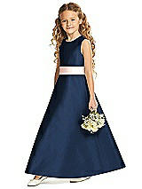 Front View Thumbnail - Midnight Navy & Blush Flower Girl Dress FL4062