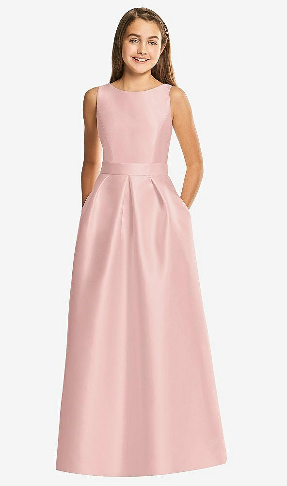 Front View - Rose - PANTONE Rose Quartz Alfred Sung Junior Bridesmaid Style JR544