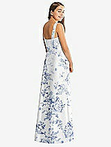 Rear View Thumbnail - Cottage Rose Larkspur Floral Bateau Neck Maxi Junior Bridesmaid Dress with Pockets