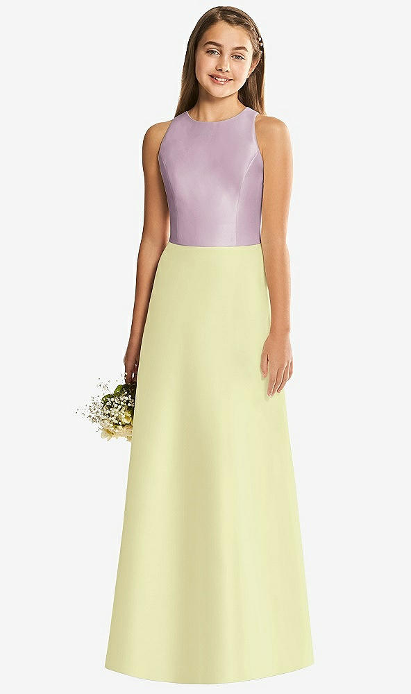 Back View - Butter Yellow & Suede Rose Alfred Sung Junior Bridesmaid Style JR545