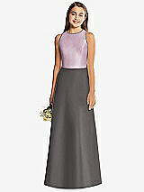 Rear View Thumbnail - Caviar Gray & Suede Rose Alfred Sung Junior Bridesmaid Style JR545