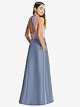 Front View Thumbnail - Larkspur Blue & Suede Rose Alfred Sung Junior Bridesmaid Style JR545