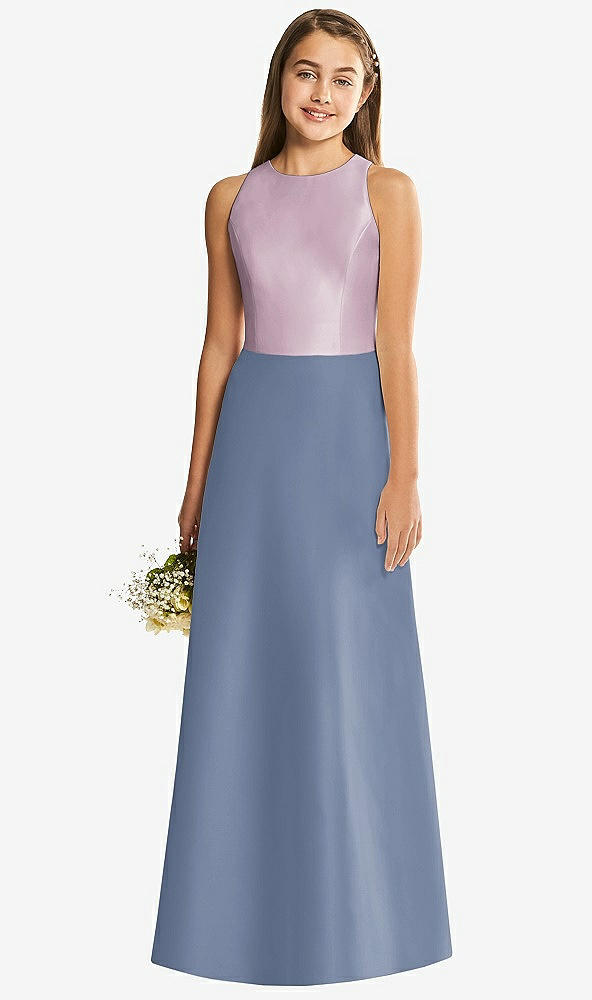 Back View - Larkspur Blue & Suede Rose Alfred Sung Junior Bridesmaid Style JR545