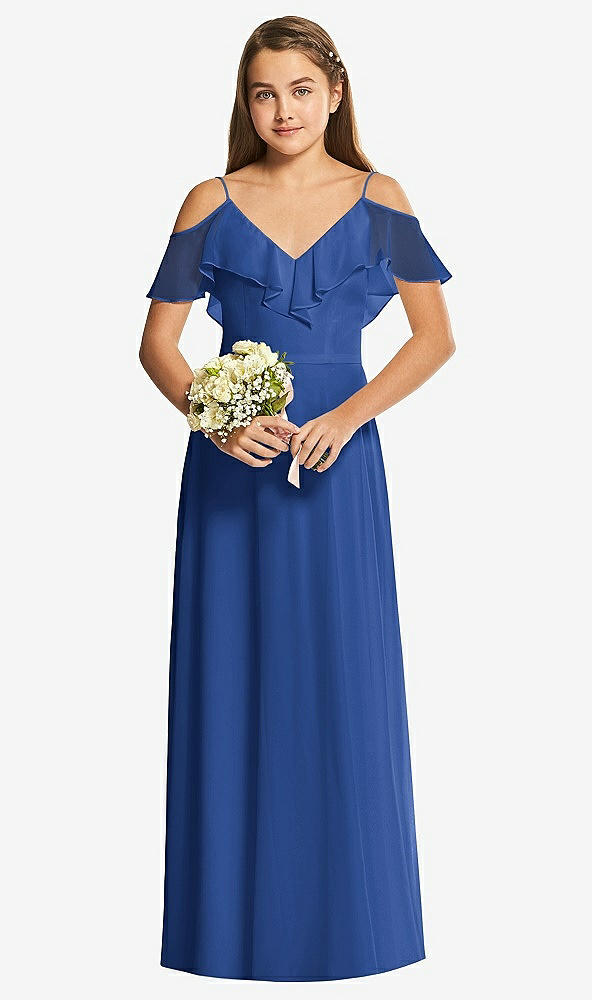 Front View - Classic Blue Dessy Collection Junior Bridesmaid Dress JR548