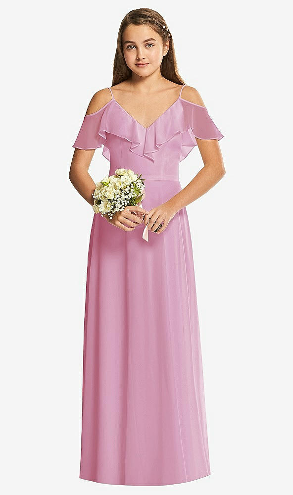 Front View - Powder Pink Dessy Collection Junior Bridesmaid Dress JR548