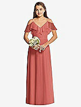 Front View Thumbnail - Coral Pink Dessy Collection Junior Bridesmaid Dress JR548