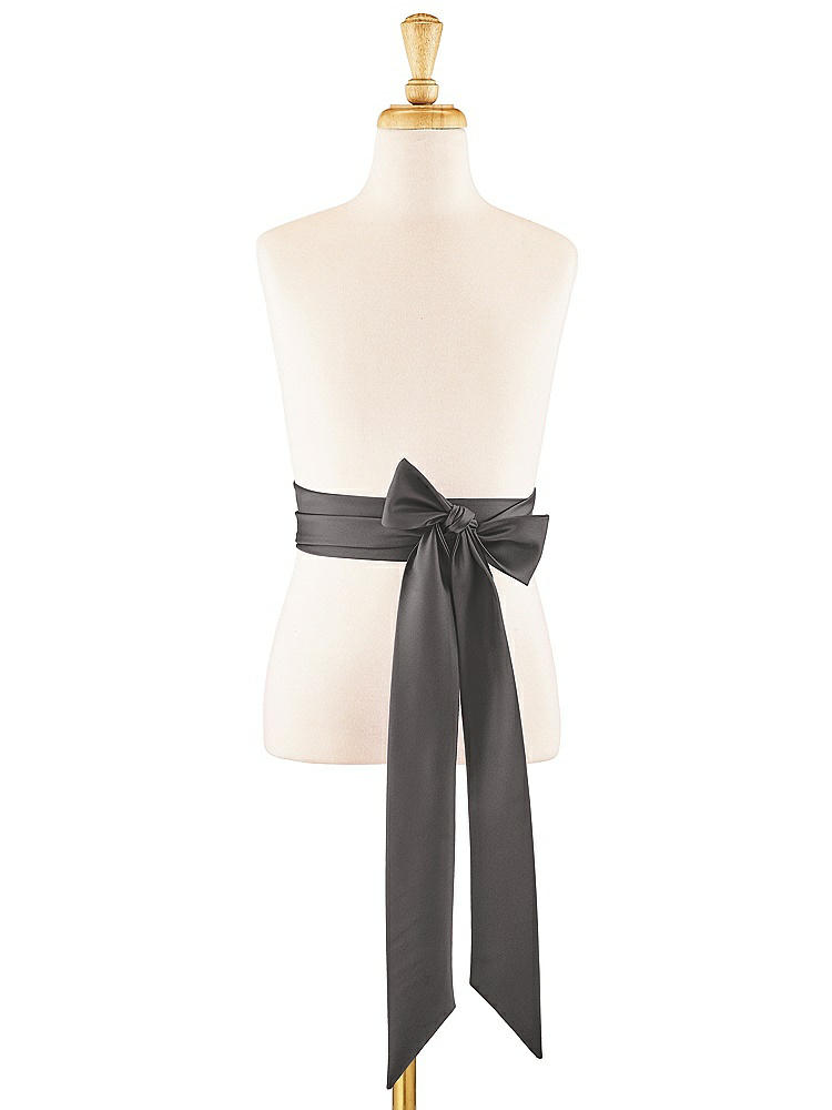 Front View - Caviar Gray Satin Twill Flower Girl Sash