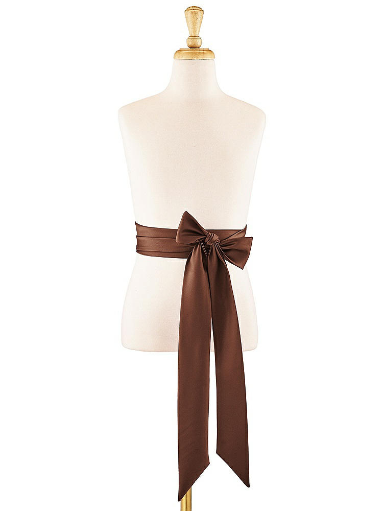 Front View - Cognac Satin Twill Flower Girl Sash