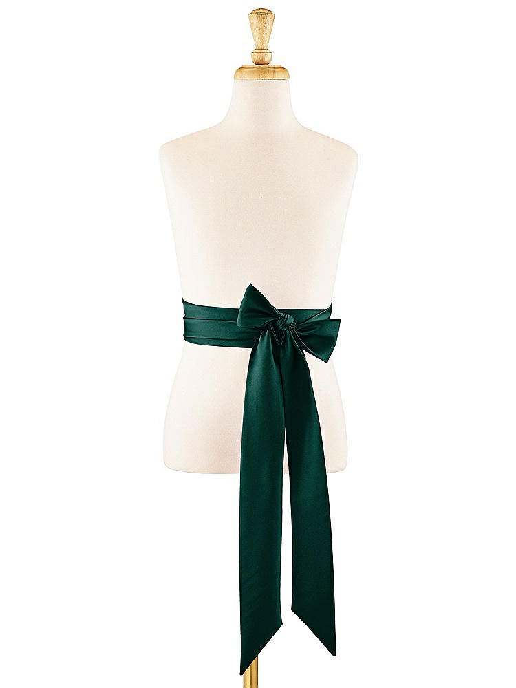 Front View - Evergreen Satin Twill Flower Girl Sash