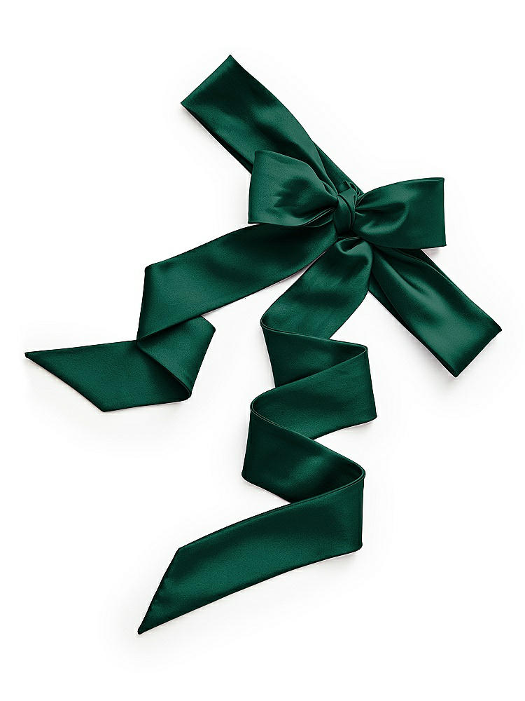 Back View - Hunter Green Satin Twill Flower Girl Sash