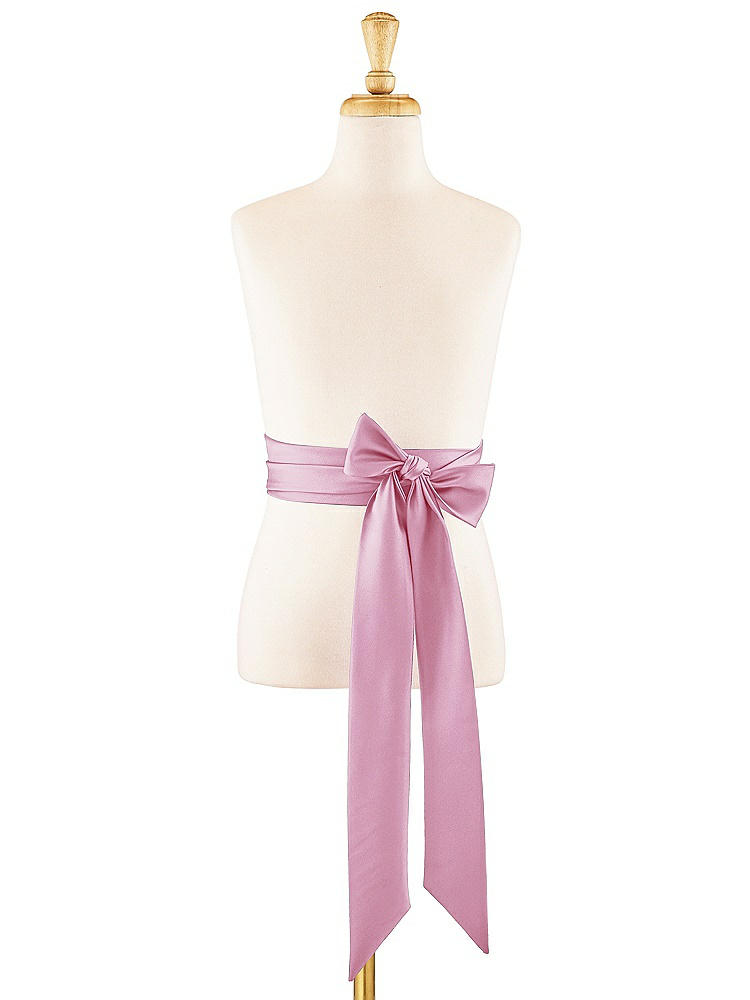 Front View - Powder Pink Satin Twill Flower Girl Sash