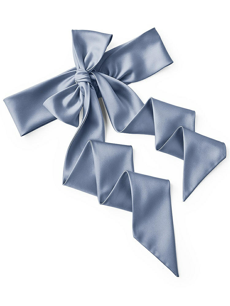 Back View - Larkspur Blue Satin Twill Wedding Sash