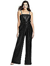 Alt View 1 Thumbnail - Black Sequin Jumpsuit with Pockets - Alexis