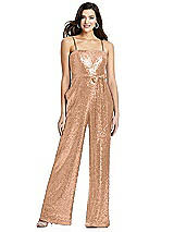 Alt View 1 Thumbnail - Copper Rose Sequin Jumpsuit with Pockets - Alexis