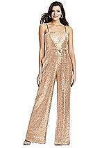 Alt View 1 Thumbnail - Rose Gold Sequin Jumpsuit with Pockets - Alexis