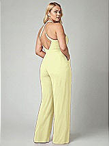 Alt View 2 Thumbnail - Butter Yellow V-Neck Backless Pleated Front Jumpsuit