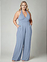 Alt View 1 Thumbnail - Cloudy V-Neck Backless Pleated Front Jumpsuit