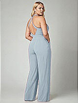 Alt View 2 Thumbnail - Mist V-Neck Backless Pleated Front Jumpsuit