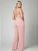 Alt View 2 Thumbnail - Rose - PANTONE Rose Quartz V-Neck Backless Pleated Front Jumpsuit