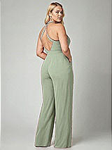 Alt View 2 Thumbnail - Sage V-Neck Backless Pleated Front Jumpsuit