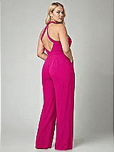 Alt View 2 Thumbnail - Think Pink V-Neck Backless Pleated Front Jumpsuit