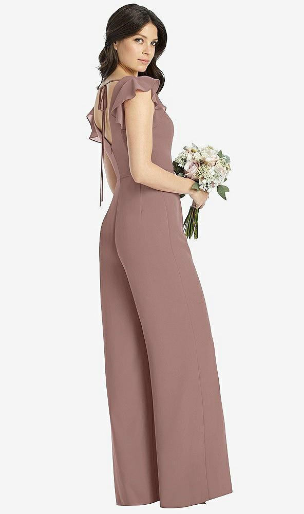 Back View - Sienna Ruffled Sleeve Low V-Back Jumpsuit - Adelaide