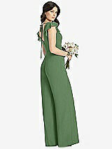 Rear View Thumbnail - Vineyard Green Ruffled Sleeve Low V-Back Jumpsuit - Adelaide