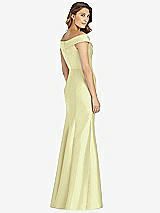 Rear View Thumbnail - Butter Yellow Off-the-Shoulder Cuff Trumpet Gown with Front Slit