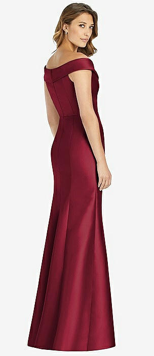 Alfred Sung D760 store Burgundy Red Off Shoulder Satin Twill Dress Womens Size 14 NWOT