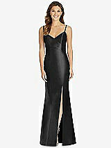 Front View Thumbnail - Black Maxi Length Spaghetti Strap Mermaid Dress