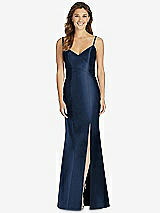 Front View Thumbnail - Midnight Navy Maxi Length Spaghetti Strap Mermaid Dress